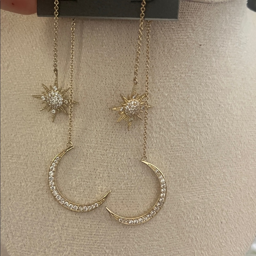 Express Gold Crescent and Star Drop Earrings, NWT - Picture 2 of 3